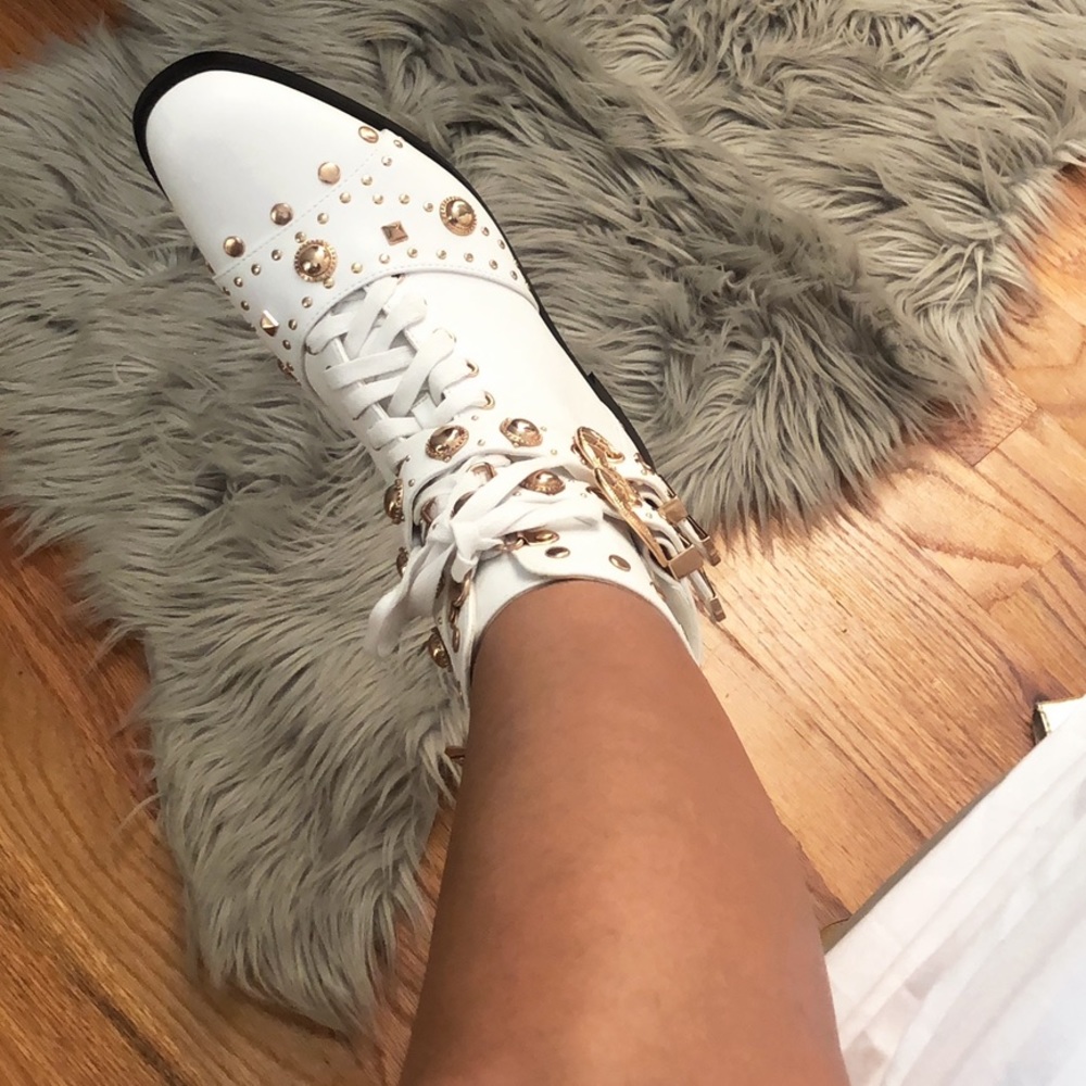 White studded boots